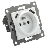 Rámová zásuvka 230V s USB + USB typ C PIN Rámová zásuvka 230V s USB + USB typ C PIN