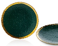 Zelený zlatý tanier podšálky, 25 cm