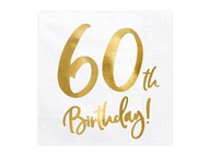 '60th Birthday' obrúsky k 60. narodeninám, biele, 33