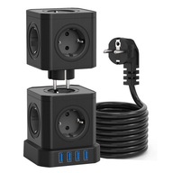 Napájacia lišta VOOMY Tower S10, 9 zásuviek, 4 USB-A, 2M čierny kábel