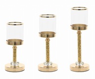 GLAMOUR GLASS LANTERN STOJAN NA SVIEČKU, SET zlatá, 3 ks GLAMOUR GLASS LANTERN STOJAN NA SVIEČKU, SET zlatá, 3 ks