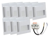 Biele LED držiaky na schodisko 8x sada s napájaním Biele LED držiaky na schodisko 8x sada s napájaním