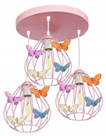 Závesná lampa BUTTERFLY pre dievčatá, 3 RUŽOVÉ, oválna