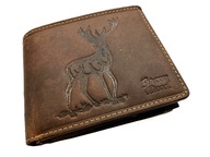 Kožená lovecká peňaženka Green Deed tmavohnedá - Deer / RFID