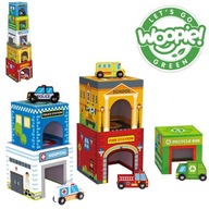 WOOPIE GREEN Puzzle kocky Mestské vozidlá v krabiciach + figúrky 10 ks.
