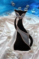 Mačiatko z farebného skla šedá čierna mačka darčeková dekorácia pre mačku