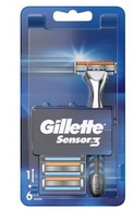 GILLETTE SENZOR MODRÁ 3 + NÁPLŇKY 6 ks