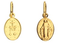 Zlatý medailón 333, oválny s Pannou Máriou, krst