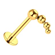 Piercingová náušnica Helix Labret zlatá so 4 lalokmi TYTAN 1,2/6 Piercingová náušnica Helix Labret zlatá so 4 lalokmi TYTAN 1,2/6