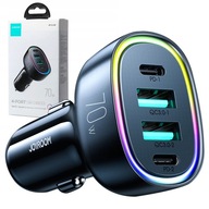 Nabíjačka do auta JOYROOM 70W so 4 portami: 2 x USB C, 2 x USB PD QC Nabíjačka do auta JOYROOM 70W so 4 portami: 2 x USB C, 2 x USB PD QC
