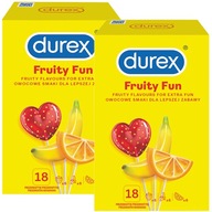 DUREX Fruity Fun kondómy s príchuťou jahoda banán pomaranč 36 ks.