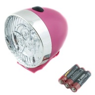RETRO 3 LED RUŽOVÁ predná cyklistická lampa + držiak RETRO 3 LED RUŽOVÁ predná cyklistická lampa + držiak
