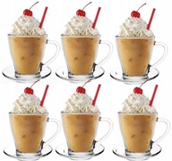 Sklenené šálky na čaj, kávu a LATTE, 6ks + podšálky Sklenené šálky na čaj, kávu a LATTE, 6ks + podšálky