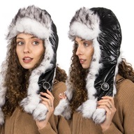 Čierna zimná pilotná čiapka Ushanka s dlhým uchom krásna dámska Čierna zimná pilotná čiapka Ushanka s dlhým uchom krásna dámska