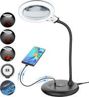 Kozmetická lampa s lupou LED+ 5x zväčšenie + USB