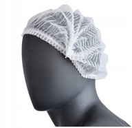Jednorazové čiapky z netkanej textílie, biele, 100 ks