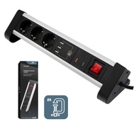 Elektrická zásuvka stolového nábytku pre stôl s USB Spacetronik SPS-T38BS Elektrická zásuvka stolového nábytku pre stôl s USB Spacetronik SPS-T38BS