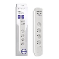 Qoltec Prúžok prepäťovej ochrany | 4 zásuvky | 2x USB Qoltec Prúžok prepäťovej ochrany | 4 zásuvky | 2x USB