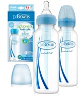 Dr Browns 2x FĽAŠA 250 ml Antikoliková úzka MODRÁ