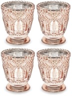 Sklenené svietniky Rose Gold svadobné 7x8cm 4ks. Sklenené svietniky Rose Gold svadobné 7x8cm 4ks.