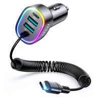 Rýchla nabíjačka do auta Joyroom 4 v 1 PD, QC3.0, AFC, FCP kábel USB-C Rýchla nabíjačka do auta Joyroom 4 v 1 PD, QC3.0, AFC, FCP kábel USB-C