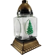 Veľká sviečka, vianočný stromček, štvorcová lampa, ťažké, hrubé sklo, s vianočným stromčekom, 32 cm