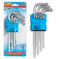 TORX KĽÚČE T10-T50 MM 9 EL KRÁTKY S DIEROU TORX KĽÚČE T10-T50 MM 9 EL KRÁTKY S DIEROU