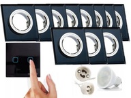 Sada objímok halogénových LED svietidiel 11x + vypínač + žiarovky Sada objímok halogénových LED svietidiel 11x + vypínač + žiarovky