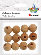Kreatívne drevené korálky veľké guličky 19mm 12ks Kreatívne drevené korálky veľké guličky 19mm 12ks