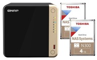 QNAP TS-464-4G + 2x 4TB súborový server Toshiba NAS