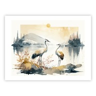 plagátové žeriavy, akvarel 40x30 cm [JP024-715] bez rámu