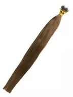 Prírodné vlasy pripevnené k nano krúžkom 50cm 1g 20 kusov - farba #4 Prírodné vlasy pripevnené k nano krúžkom 50cm 1g 20 kusov - farba #4