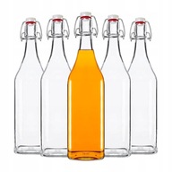 SET 5x ŠTVERCOVÉ FĽAŠE 1000 ml 1L na tinktúry nápoje + MECHANICKÝ viečko SET 5x ŠTVERCOVÉ FĽAŠE 1000 ml 1L na tinktúry nápoje + MECHANICKÝ viečko