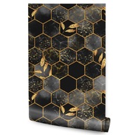 Tapeta Black MARBLE Mosaic Leaves Pattern Tapeta Black MARBLE Mosaic Leaves Pattern