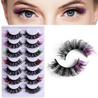Umelé mihalnice na pásiku 6D Silk Black + Farby 7 párov Thick Soft Umelé mihalnice na pásiku 6D Silk Black + Farby 7 párov Thick Soft