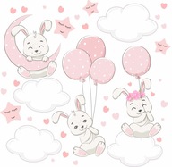 NÁLEPKY NA STENU KRÁLIKY MESIAC 50x100 cm KK1 NÁLEPKY NA STENU KRÁLIKY MESIAC 50x100 cm KK1