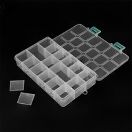 Nádoba na korálky, plast, 16,5x10,8x3cm, 18 priehradiek, 1 ks. Nádoba na korálky, plast, 16,5x10,8x3cm, 18 priehradiek, 1 ks.