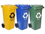 Sada nádob na odpad, smetný kôš, 120l, zelená, modrá, žltá