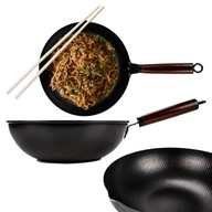 WOK, UHLÍKOVÁ OCEL 30CM, VEĽKÁ PANVA NA ČÍNSKE JEDLÁ, HLBOKÁ INDUKCIA