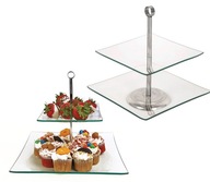 VZOR, 2 úrovne, štvorec, torta, ovocie, sklo VZOR, 2 úrovne, štvorec, torta, ovocie, sklo