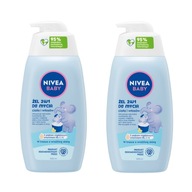 NIVEA BABY 2v1 Kúpeľový gél a šampón s pumpičkou pre deti 2 x 500ml