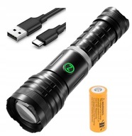 VÝKONNÁ USB TAKTICKÁ LED BATERKA ZOOM CREE MILITARY VÝKONNÁ USB TAKTICKÁ LED BATERKA ZOOM CREE MILITARY
