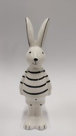 Figúrka zajac, biela, čierna, pruhovaná, výška: 21 cm