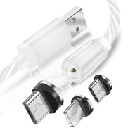 MAGNETICKÝ USB KÁBEL ŽIARENÝ 3V1 BIELY 100 CM MAGNETICKÝ USB KÁBEL ŽIARENÝ 3V1 BIELY 100 CM