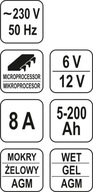 YATO ELEKTRONICKÝ USMERŇOVAČ 6/12V 8A 5-200AH YATO ELEKTRONICKÝ USMERŇOVAČ 6/12V 8A 5-200AH