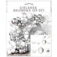 Balónová girlanda balóny na krst, sväté prijímanie, svadbu, biele, strieborné, sada 125 ks Balónová girlanda balóny na krst, sväté prijímanie, svadbu, biele, strieborné, sada 125 ks