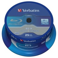 Verbatim BD-R, Single Layer 25 GB, vreteno, 43837, 6x, 25-balenie