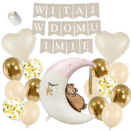 BANNER VITAJTE DOMA SET balónov + MENO - BOHO + ružový mesiac na privítanie BANNER VITAJTE DOMA SET balónov + MENO - BOHO + ružový mesiac na privítanie
