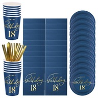 Námornícka modrá súprava šálok a tanierov k 18. narodeninám