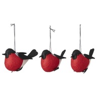 Ikea Vinterfint Vianočné vtáčiky filcové závesné ozdoby, 6 cm, 3 ks